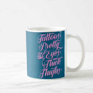 Süße Tattoos Augen Dicke Oberschenkel Tinte Kaffeetasse