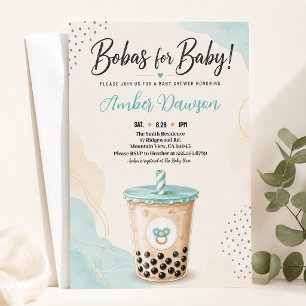 Süße Teal-Boba-Baby-Party Kleine Perlen-Blasentee Einladung