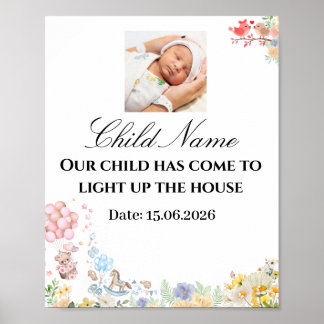 Süße Teddy-Liebesvögel-Baby-Party-Wand Poster