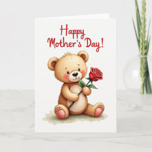 Süße Teddy-Muttertag-Rosenkarte Karte