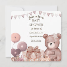 Süße Teddybär-Baby-Shower-Einladung
