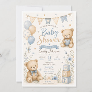 Süße Teddybär-Baby-Shower-Einladung Einladung