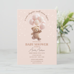 Süße Teddybär-Baby-Shower-Einladung mit Rosa B Einladung