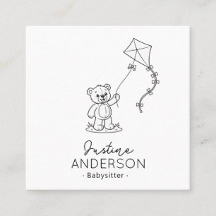 Süße Teddybär-Babysitter-Vizitkarte Drachen Quadratische Visitenkarte