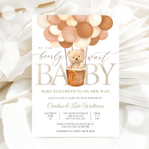 Süße Teddybär-Ballon-Baby-Party-Einladung Einladung