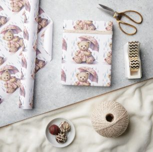 Süße Teddybär Mädchen Baby Shower Geschenk Geschenkpapier
