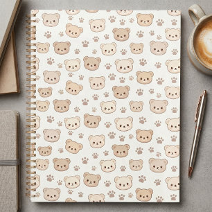 Süße Teddybär-Muster-Notizbuchcover-Hintergrund Planer