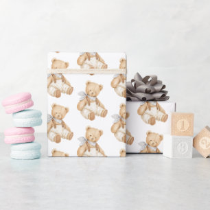 Süße Teddybär-Overalls-Baby-Party Geschenkpapier