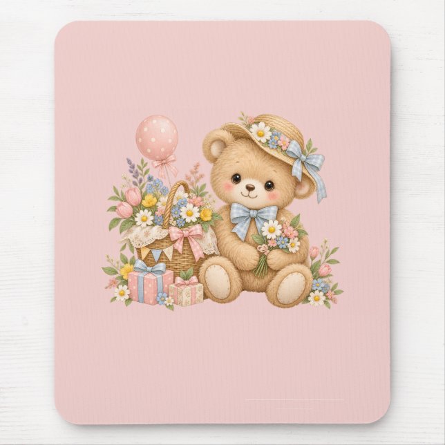 Süße Teddybär-Party-Gestaltung Mousepad (Vorne)