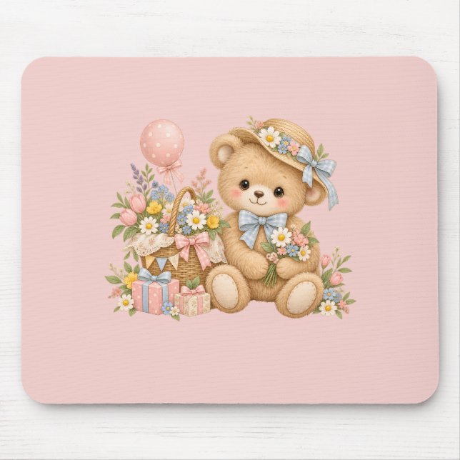 Süße Teddybär-Party-Gestaltung Mousepad (Vorne)