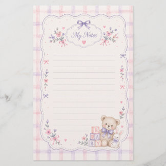 Süße Teddybär-Schreibwaren | Liniiertes Notizpapie Briefpapier