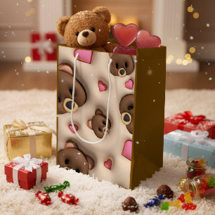 Süße Teddybär- und Herz-Geschenktasche Mittlere Geschenktüte