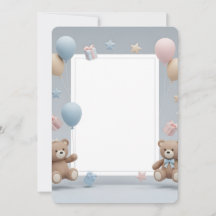 Süße Teddybären Fotorahmen - Blau und Rosa Baby