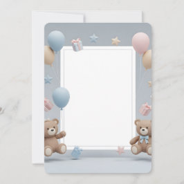 Süße Teddybären Fotorahmen - Blau und Rosa Baby Einladung