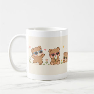 Süße Teddybären mit Sonnenbrillen Muster Lieblich Kaffeetasse