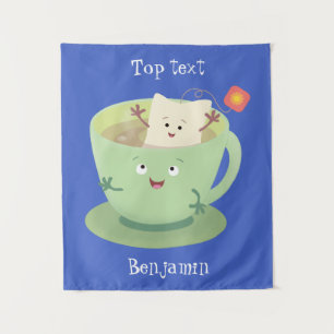 Süße Teebeutel-Tasse Cartoon-Humor-Charakter  Wandteppich