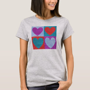 Süße Textil-Volksherzen kariert T-Shirt