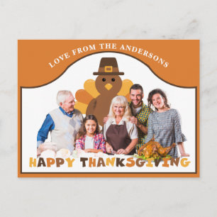 Süße Thanksgiving-Puten-Hintergrund-Gruppenfoto Postkarte