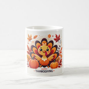 Süße Thanksgiving-Truthahn-Tasse Kawaii Herbst Kaffeetasse