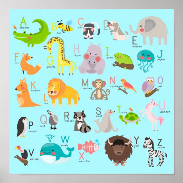 Süße Tier Alphabet Poster (Vorne)