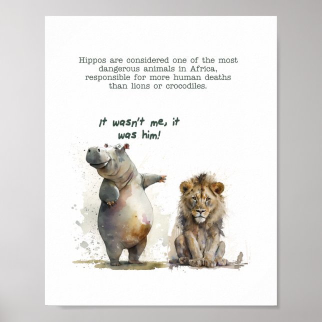 Süße Tier Art - "Das Hippo hat es nicht getan" Poster (Vorne)