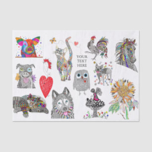 Süße Tier Assortiment Tissue Paper Seidenpapier
