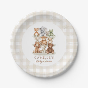 Süße Tier-Baby-Party Gingham Pappteller