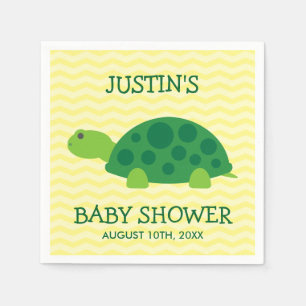 Süße Tier Babydusche mit grüner Schildkröte Serviette