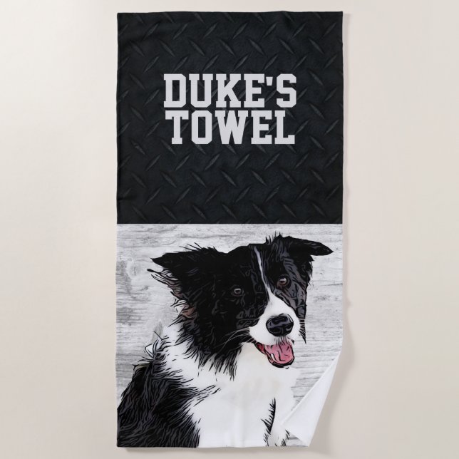 Süße Tier Border Collie Animal Name Pet s Strandtuch (Vorderseite)