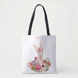 Süße Tier Bunny Floral Name Tasche