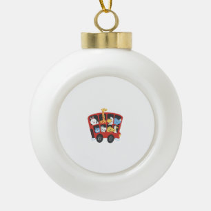 Süße Tier Bus Adventure für Kinder Keramik Kugel-Ornament