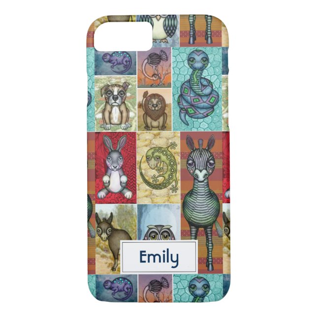 Süße Tier Collage Folk Art Design Personalisiert Case-Mate iPhone Hülle (Rückseite)