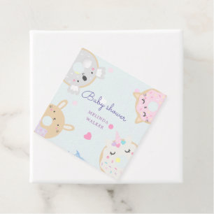 süße Tier-Donuts-Monogramm-Baby-Party Geschenkanhänger