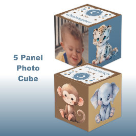 Süße Tier Foto Name für Kinderzimmer blau braun Würfel