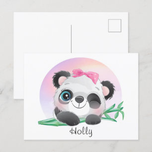 süße Tier Friendly Panda Bamboo     Postkarte