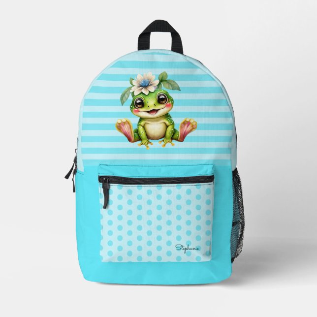 Süße Tier Frog Bedruckter Rucksack (Vorderseite)