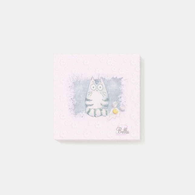 Süße Tier Funny Cat Pink Post-it Klebezettel (Vorderseite)