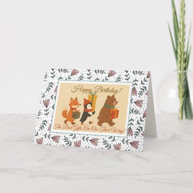 Süße Tier Gift Friends Geburtstag Karte (Vorderseite)