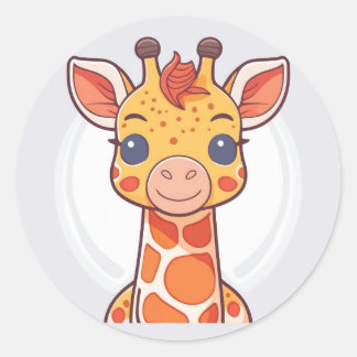 Süße Tier Giraffe Runder Aufkleber