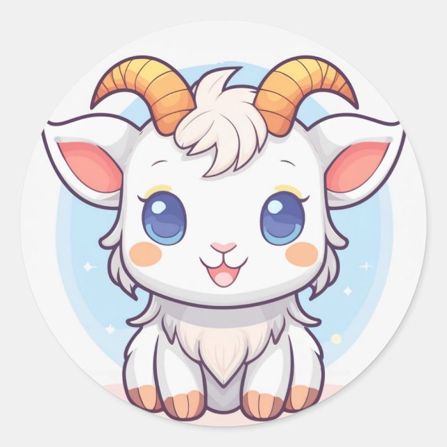Süße Tier Goat Runder Aufkleber (Vorderseite)