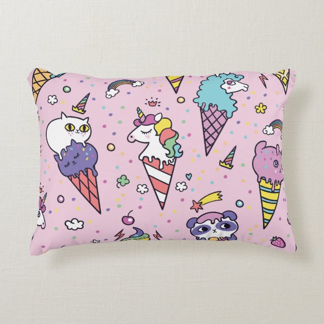Süße Tier Ice Creme Cones Dekokissen (Vorderseite)