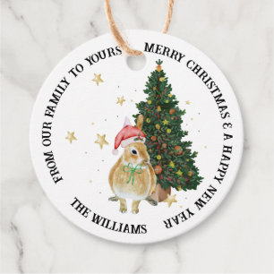 Süße Tier Illustrationen Frohe Weihnachtsgeschenk Geschenkanhänger