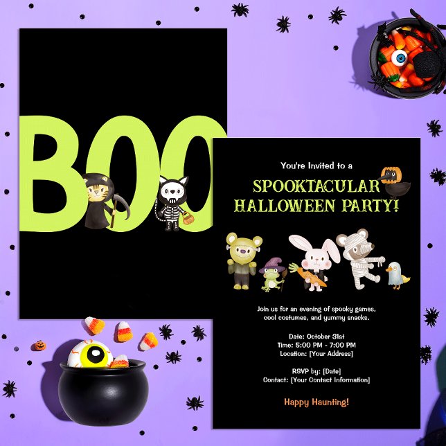 Süße Tier Kids Spooktacular Halloween-Party Einladung (Von Creator hochgeladen)