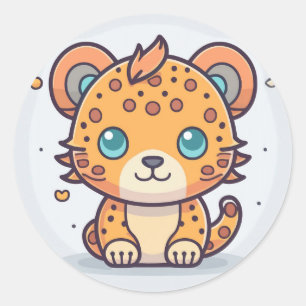 Süße Tier Leopard Runder Aufkleber