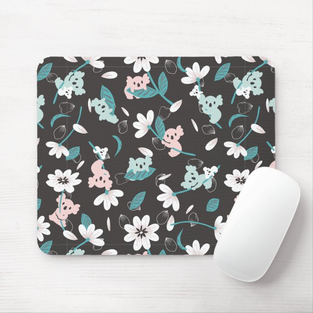 Süße Tier mit farbenfrohen Koala-Mustern und Blume Mousepad (Mit Mouse)