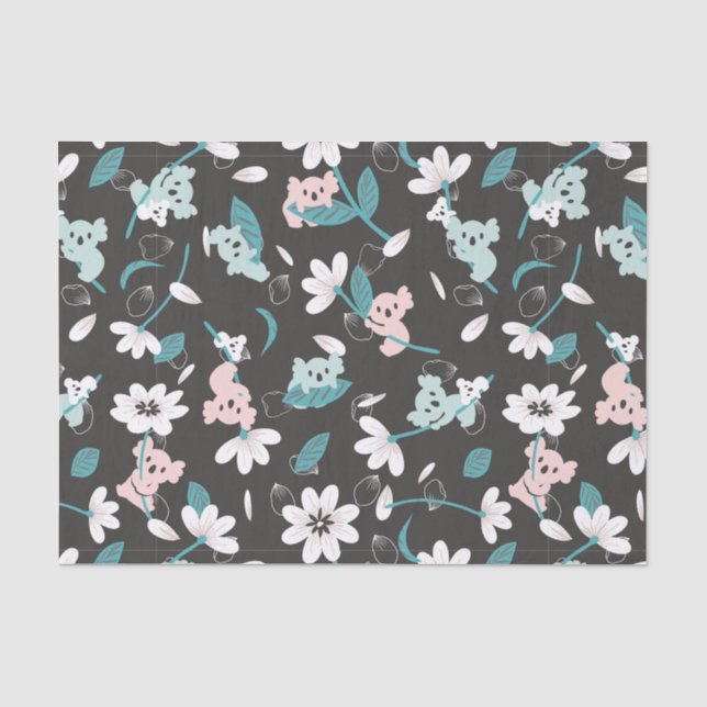 Süße Tier mit farbenfrohen Koala-Mustern und Blume Seidenpapier (Vorderseite)