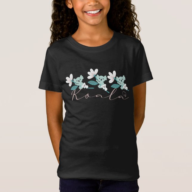Süße Tier mit farbenfrohen Koala-Mustern und Blume T-Shirt (Vorderseite)