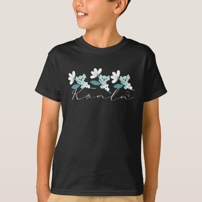 Süße Tier mit farbenfrohen Koala-Mustern und Blume T-Shirt (Vorderseite)