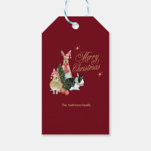 süße Tier mit Weihnachtsbaum Geschenkanhänger