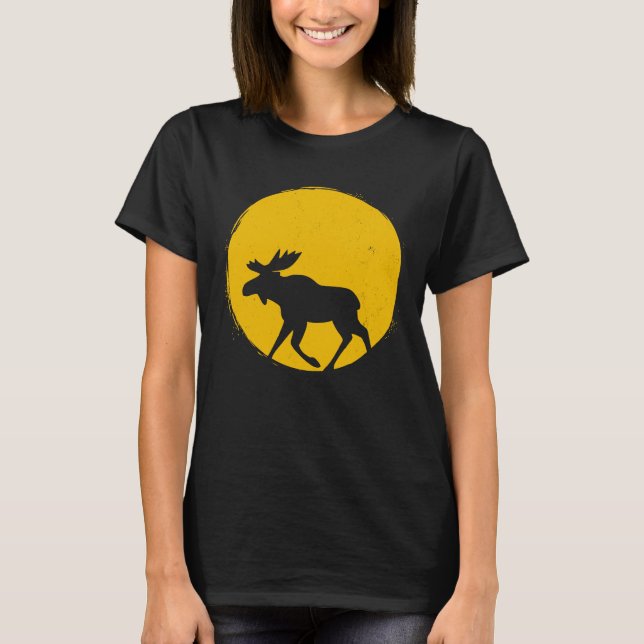 Süße Tier Moose Elk Sun Silhouette T-Shirt (Vorderseite)